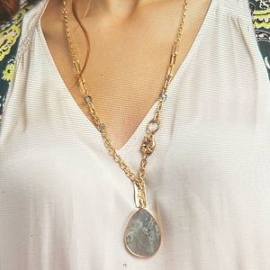SAACHI Gold and Gray Pendant Necklace
